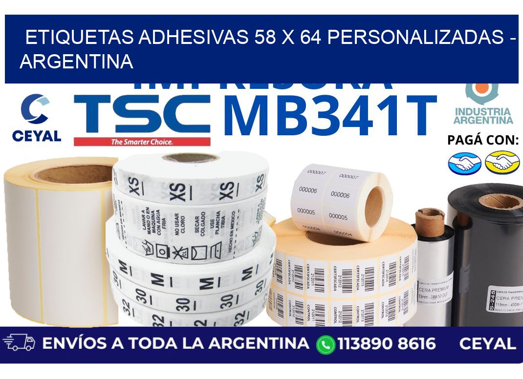 etiquetas adhesivas 58 x 64 personalizadas - Argentina