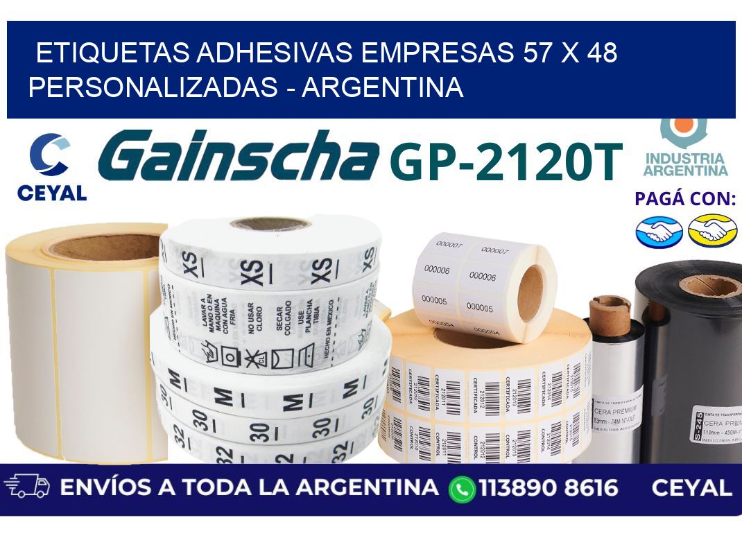 etiquetas adhesivas empresas 57 x 48 personalizadas - Argentina