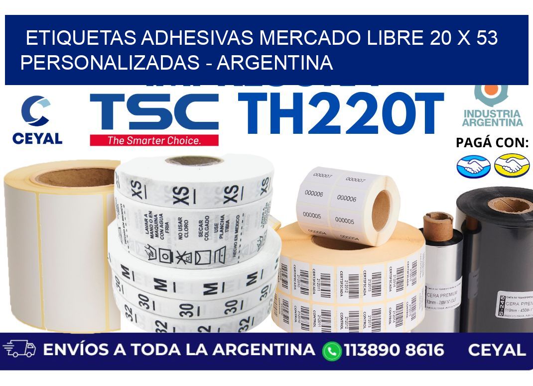 etiquetas adhesivas mercado libre 20 x 53 personalizadas - Argentina