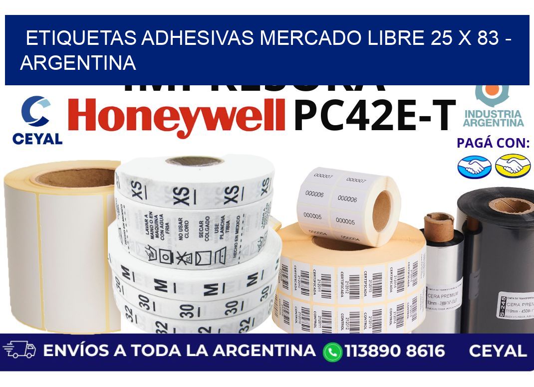 etiquetas adhesivas mercado libre 25 x 83 - Argentina