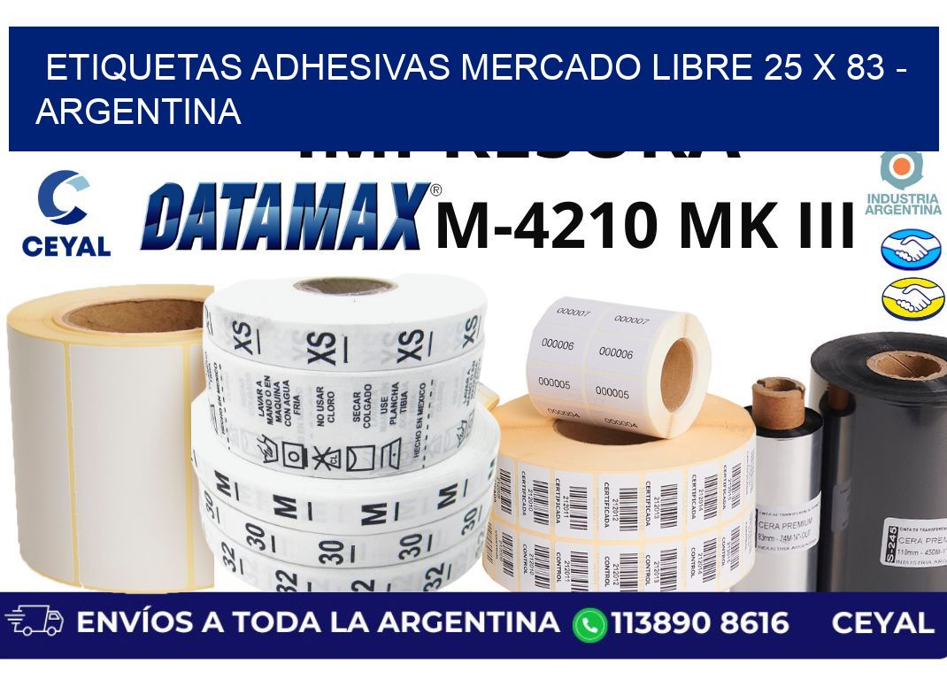 etiquetas adhesivas mercado libre 25 x 83 – Argentina
