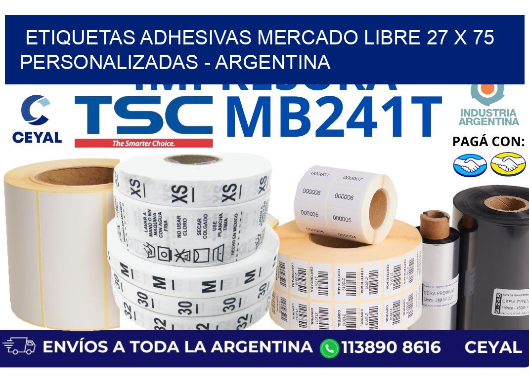 etiquetas adhesivas mercado libre 27 x 75 personalizadas - Argentina