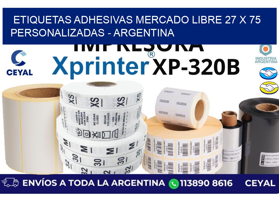 etiquetas adhesivas mercado libre 27 x 75 personalizadas – Argentina