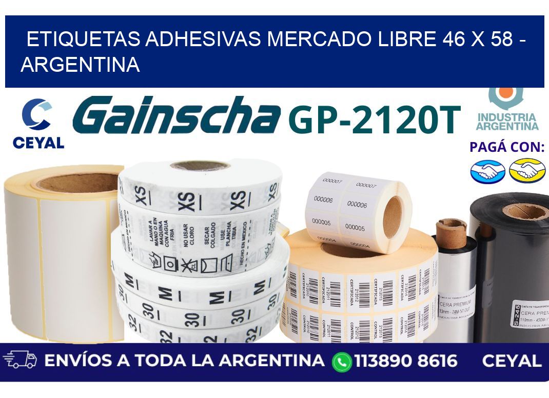 etiquetas adhesivas mercado libre 46 x 58 - Argentina