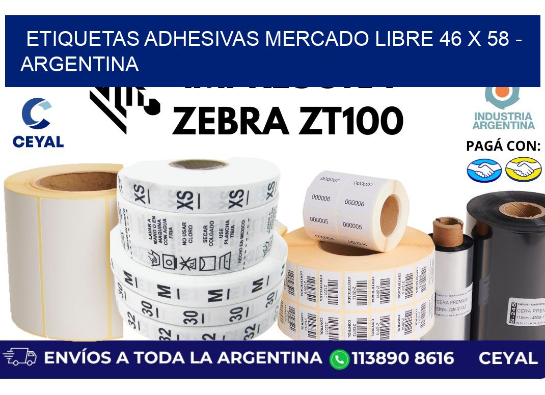etiquetas adhesivas mercado libre 46 x 58 - Argentina