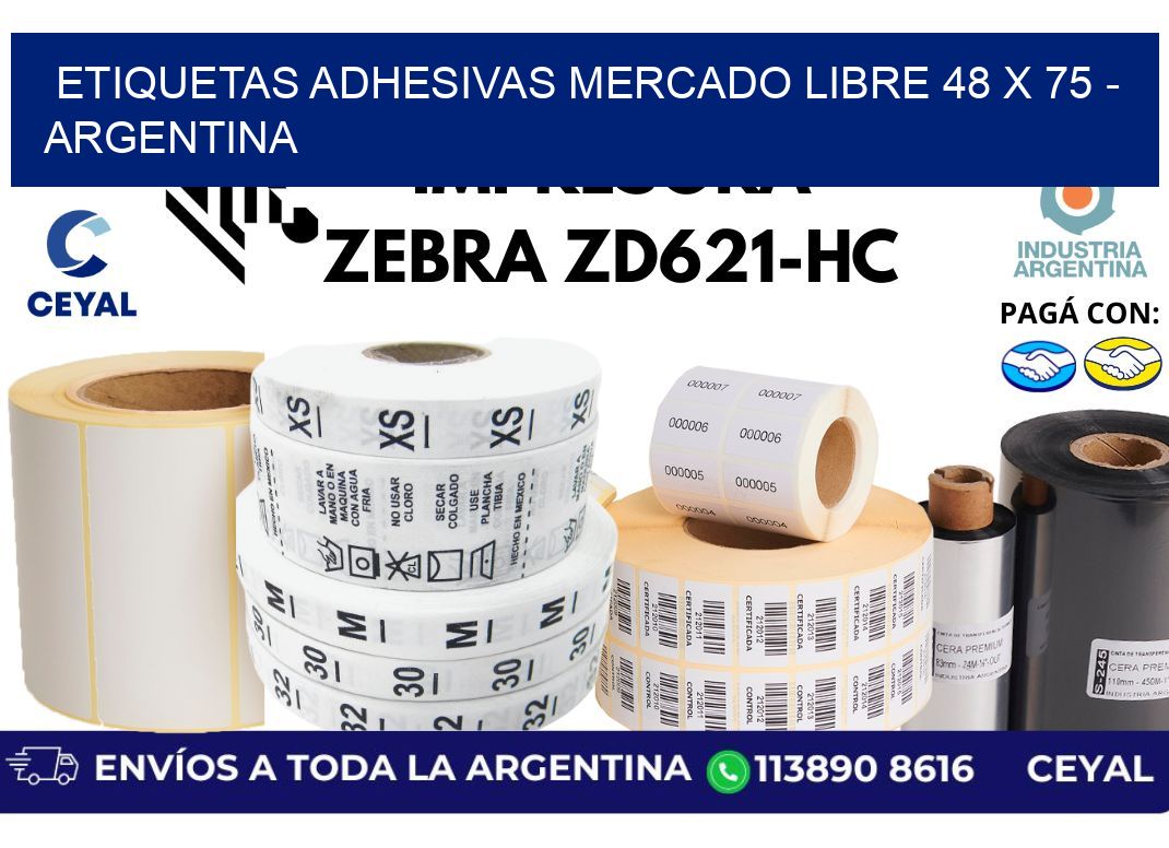 etiquetas adhesivas mercado libre 48 x 75 - Argentina