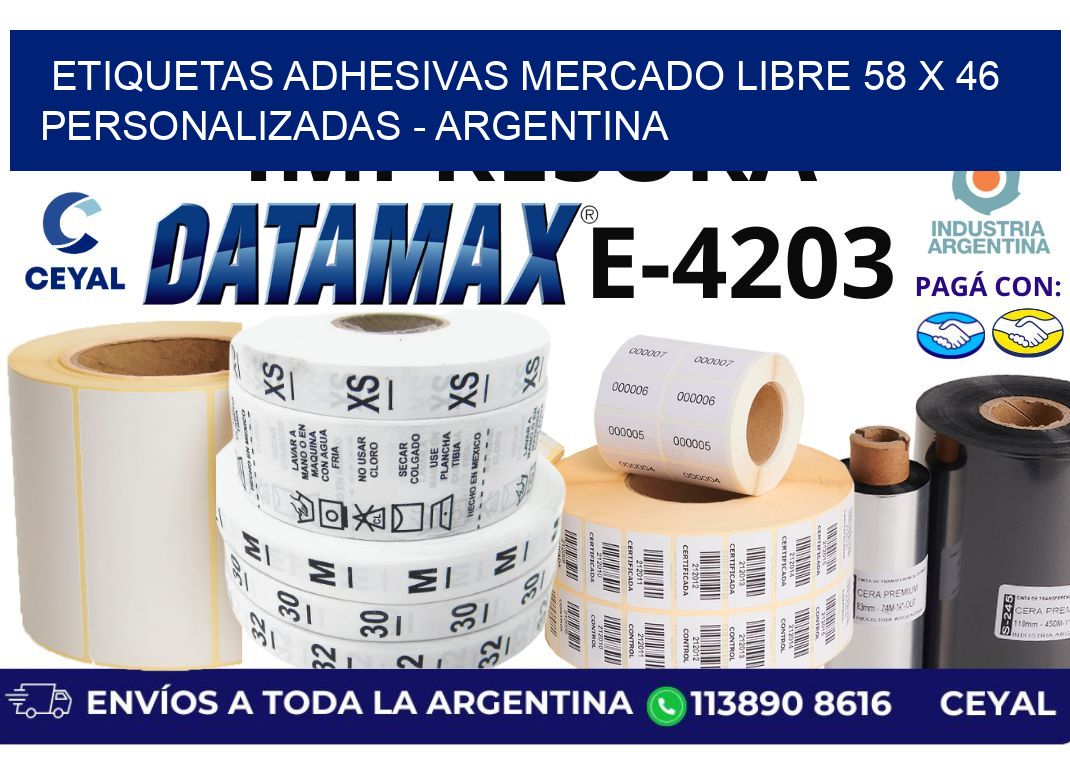 etiquetas adhesivas mercado libre 58 x 46 personalizadas - Argentina