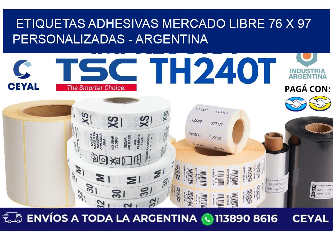 etiquetas adhesivas mercado libre 76 x 97 personalizadas – Argentina