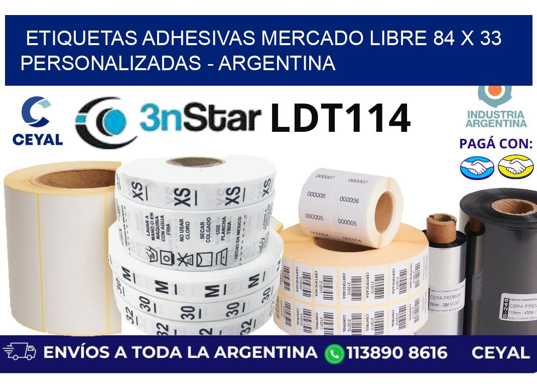 etiquetas adhesivas mercado libre 84 x 33 personalizadas - Argentina