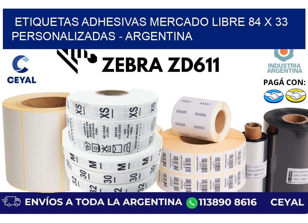 etiquetas adhesivas mercado libre 84 x 33 personalizadas - Argentina