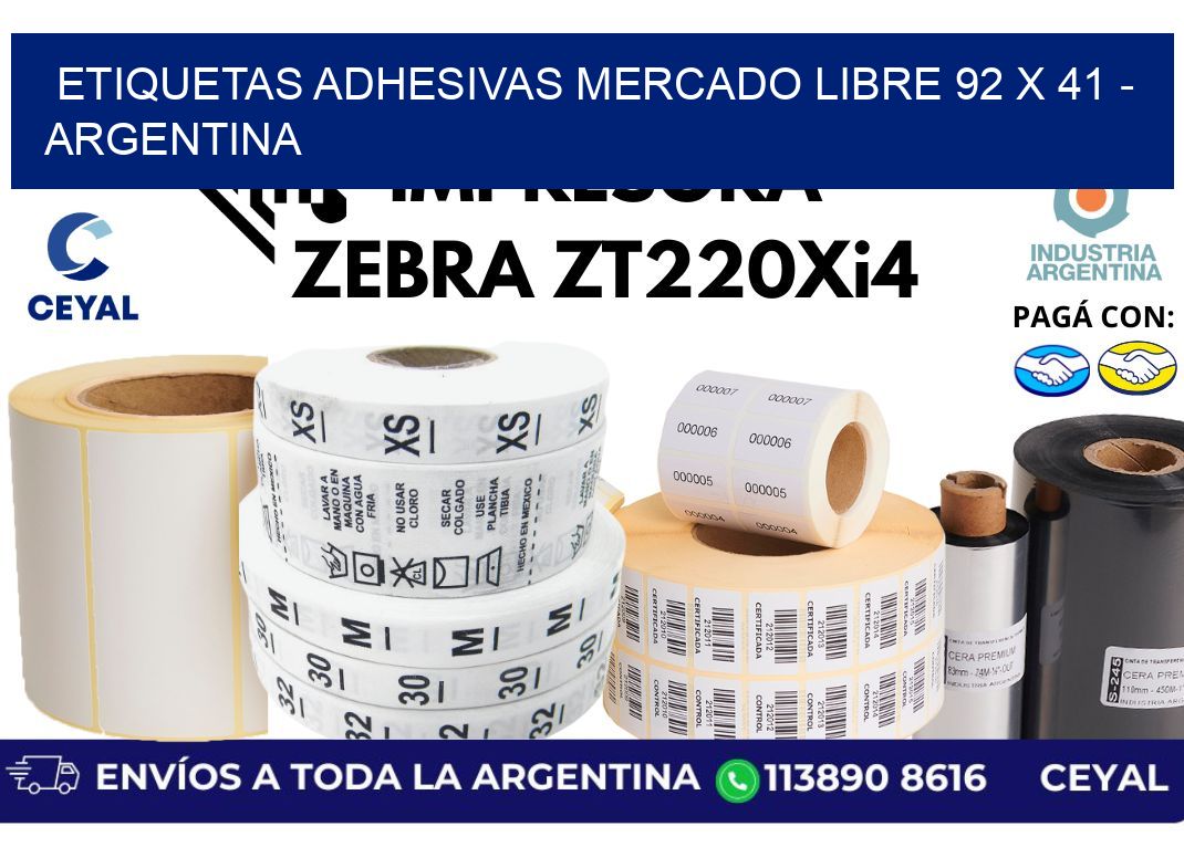 etiquetas adhesivas mercado libre 92 x 41 - Argentina