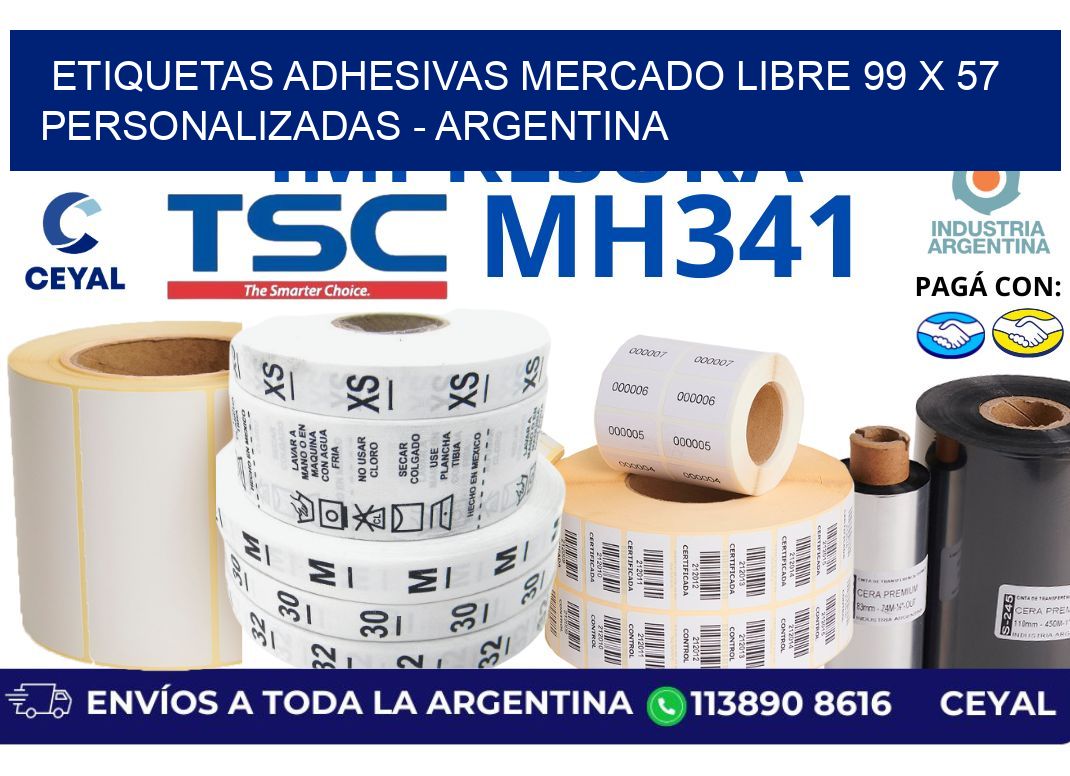 etiquetas adhesivas mercado libre 99 x 57 personalizadas - Argentina