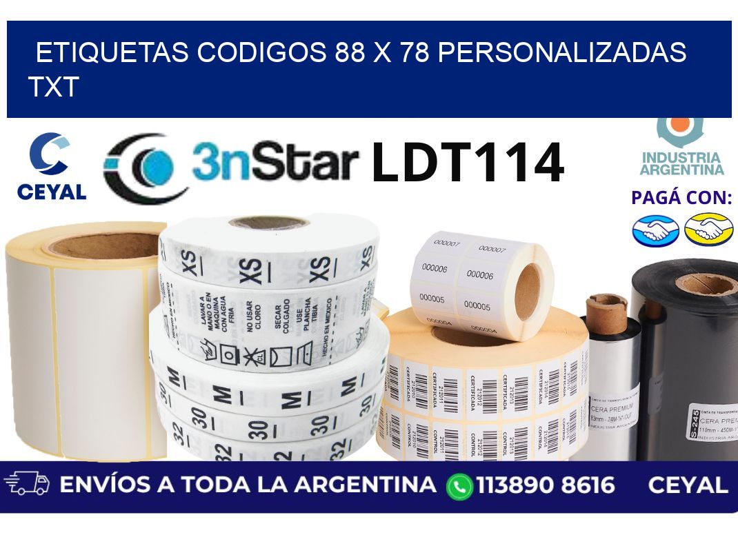 etiquetas codigos 88 x 78 personalizadas txt