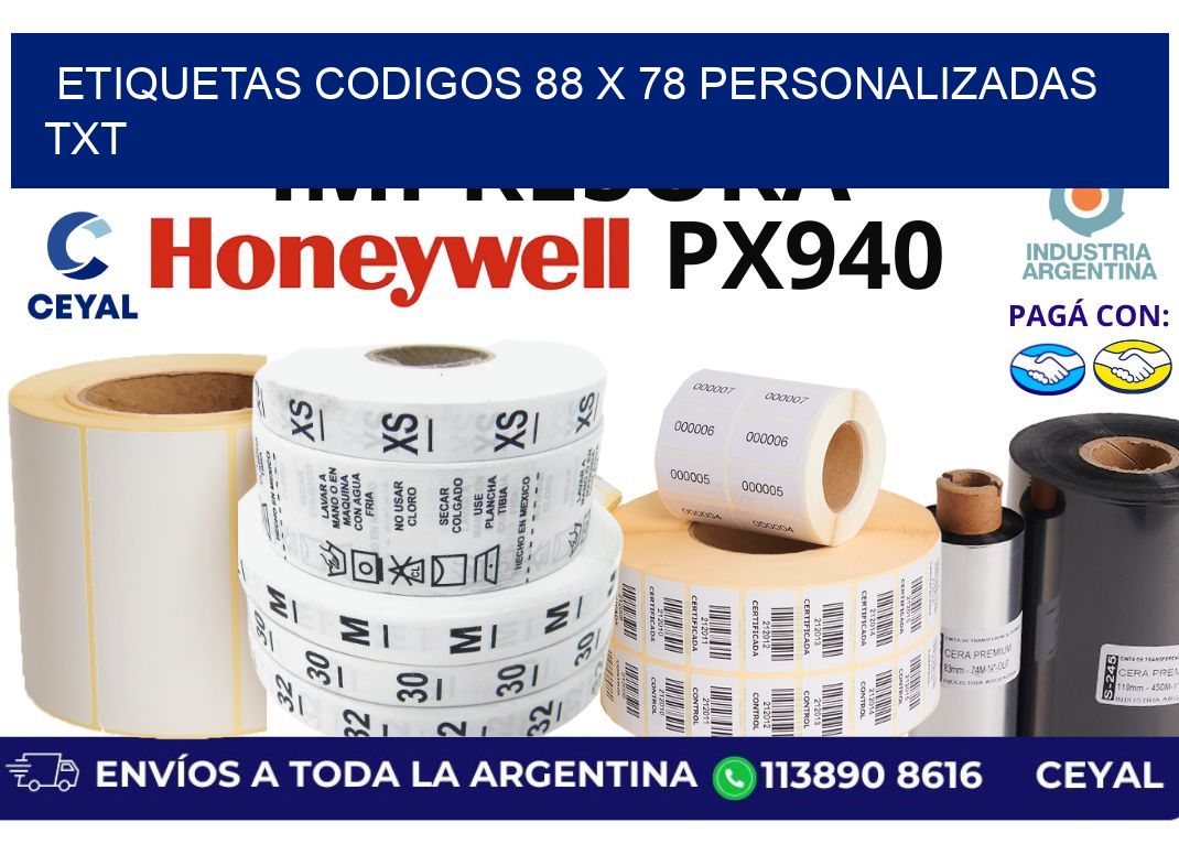 etiquetas codigos 88 x 78 personalizadas txt