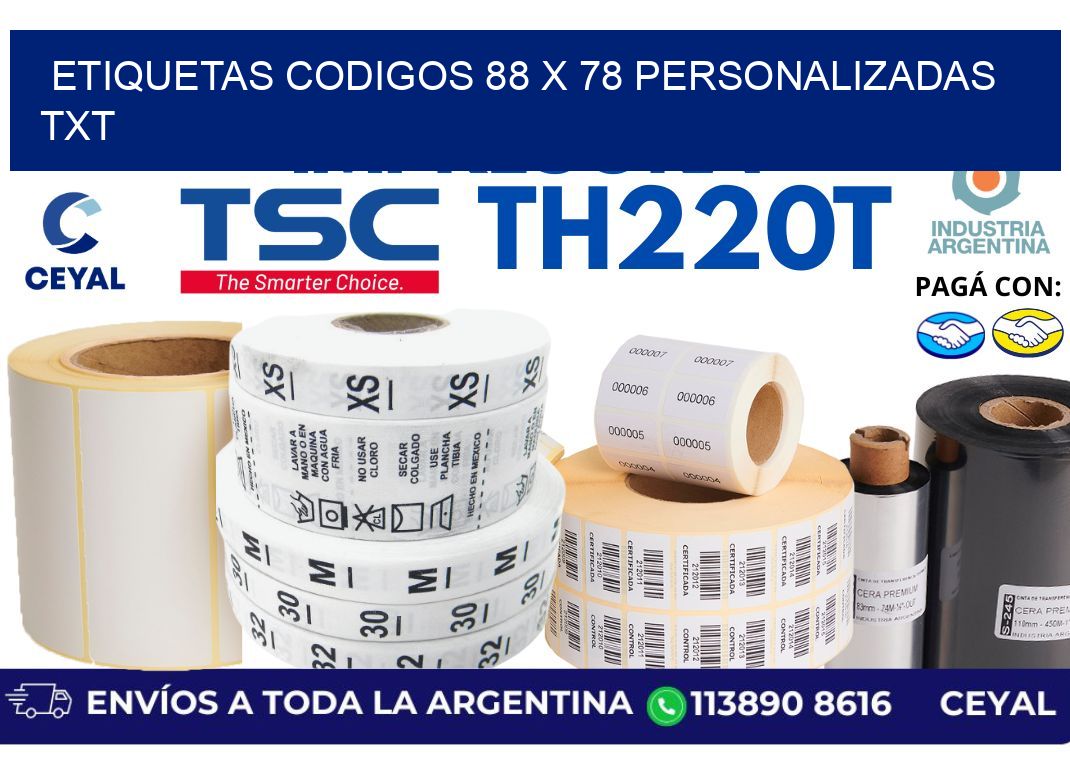 etiquetas codigos 88 x 78 personalizadas txt