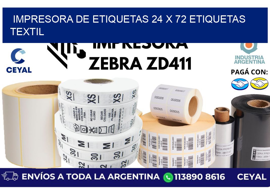 impresora de etiquetas 24 x 72 etiquetas textil