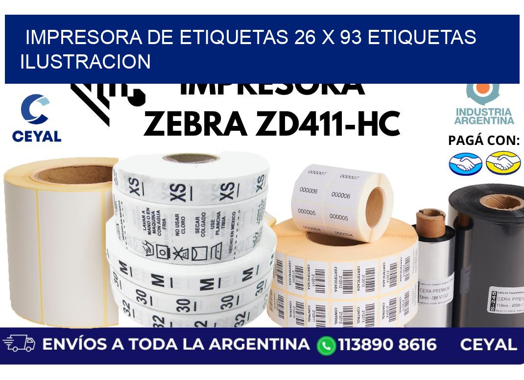 impresora de etiquetas 26 x 93 etiquetas ilustracion