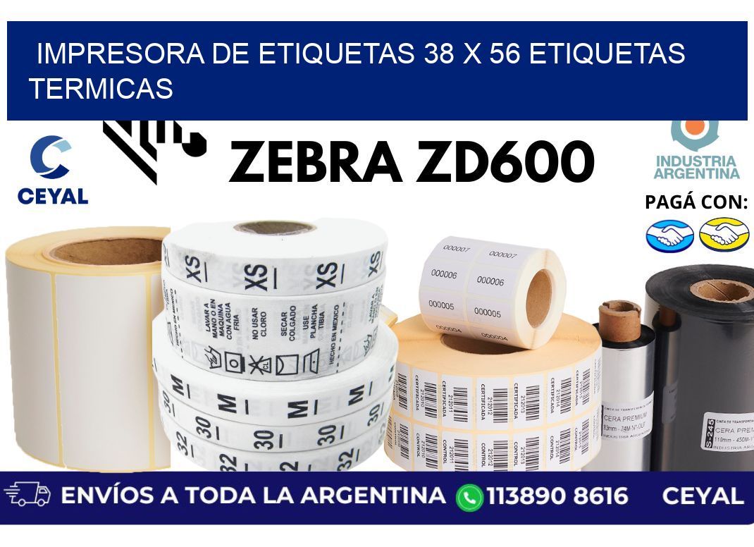 impresora de etiquetas 38 x 56 etiquetas termicas
