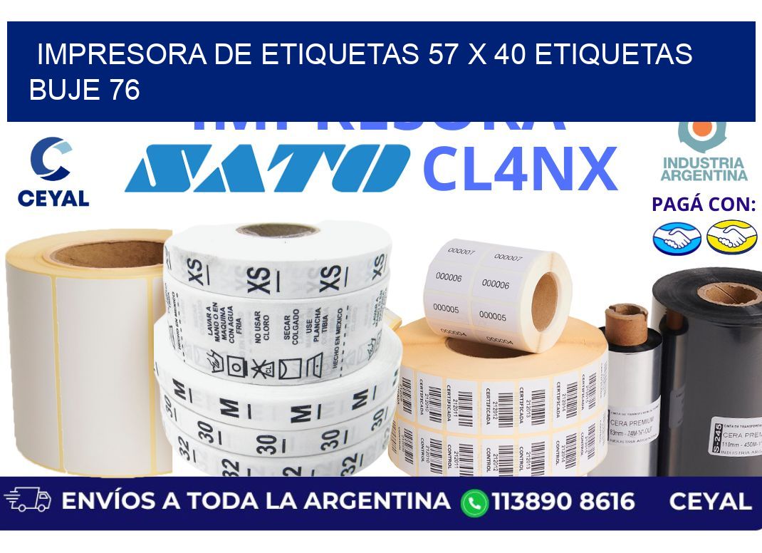 impresora de etiquetas 57 x 40 etiquetas buje 76
