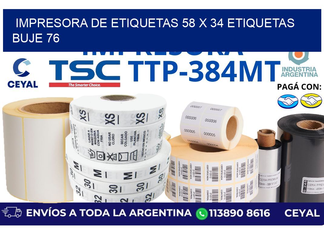 impresora de etiquetas 58 x 34 etiquetas buje 76