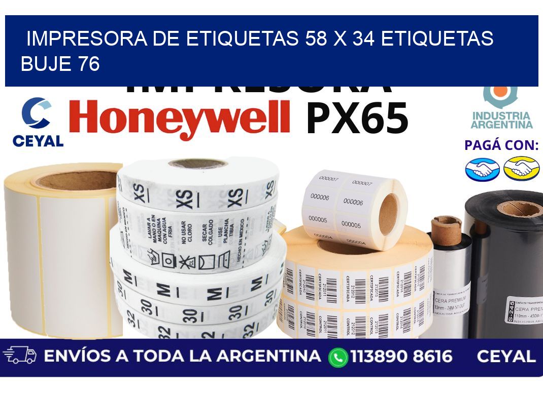 impresora de etiquetas 58 x 34 etiquetas buje 76