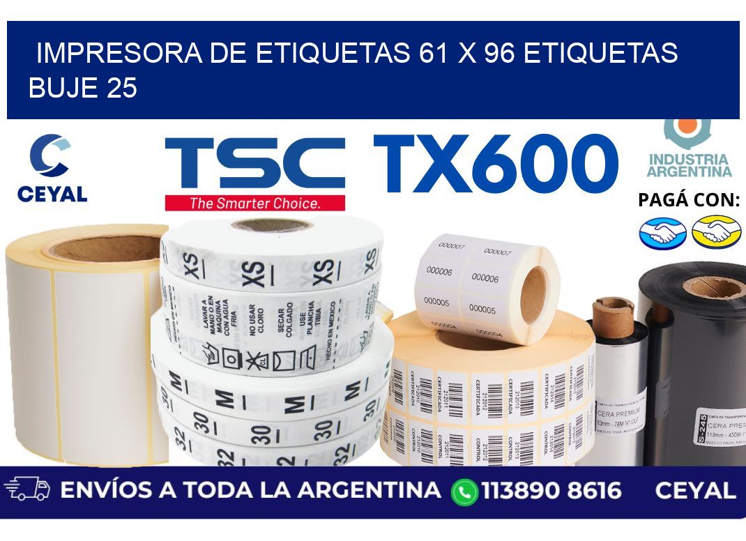 impresora de etiquetas 61 x 96 etiquetas buje 25