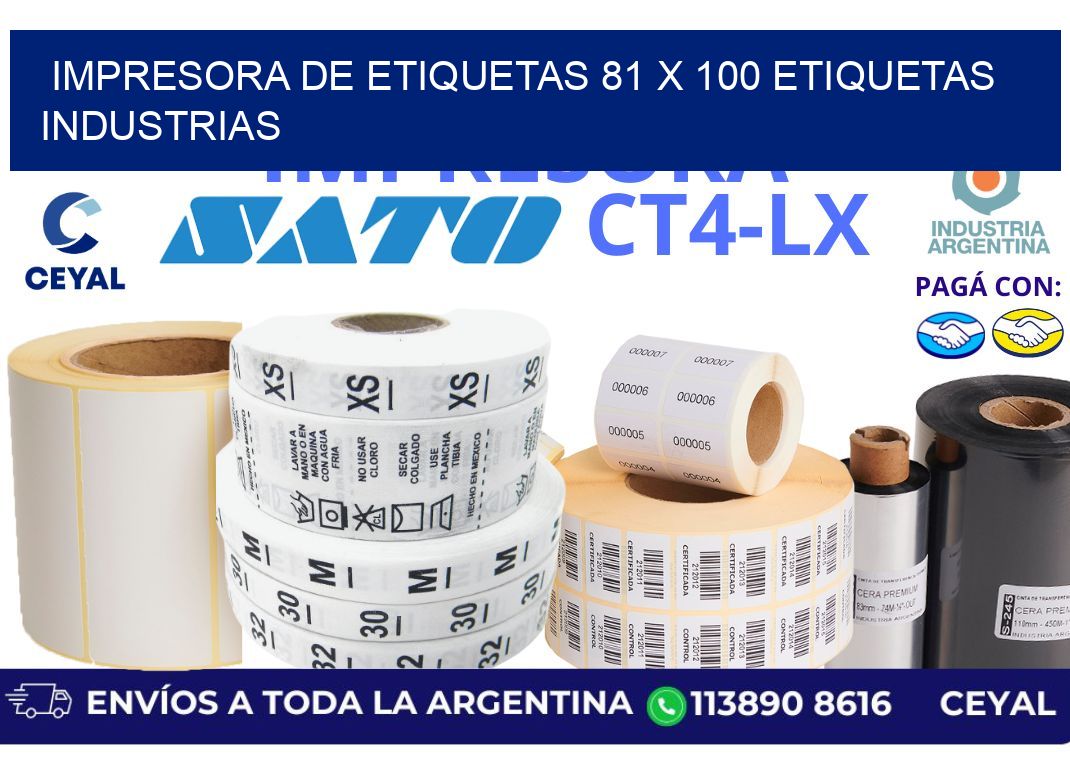 impresora de etiquetas 81 x 100 etiquetas industrias