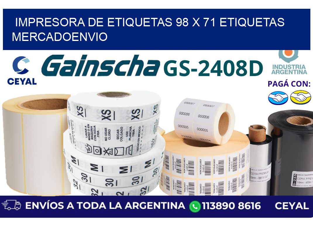 impresora de etiquetas 98 x 71 etiquetas mercadoenvio