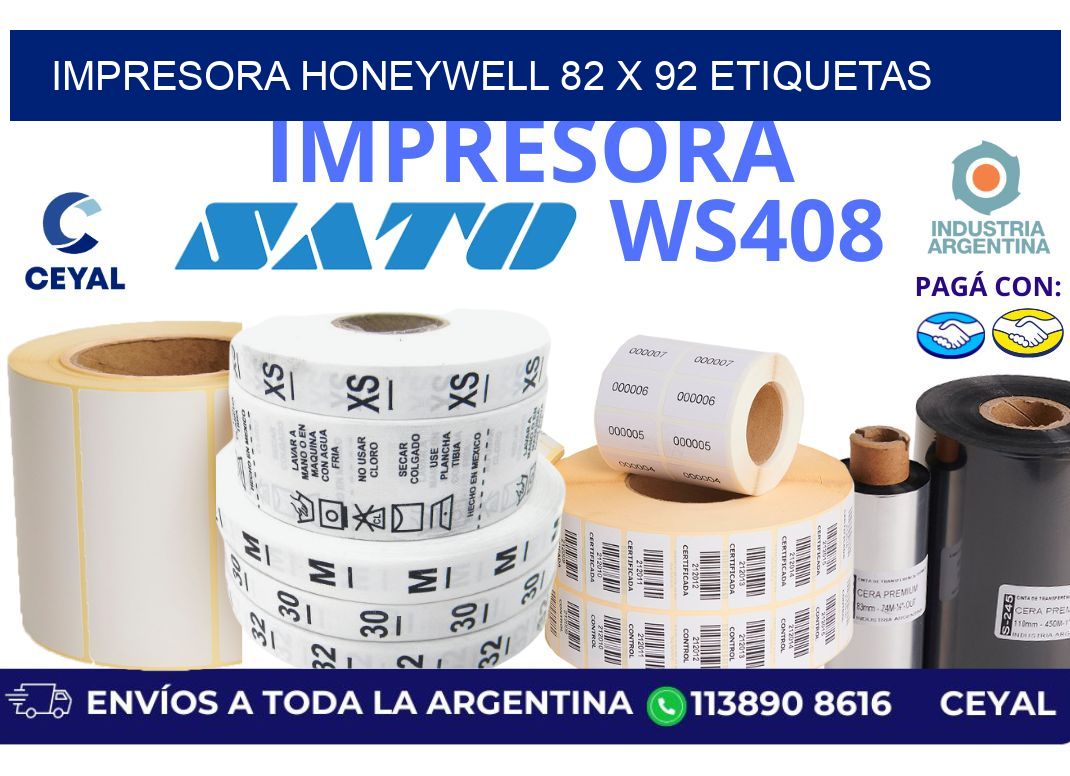 impresora honeywell 82 x 92 etiquetas