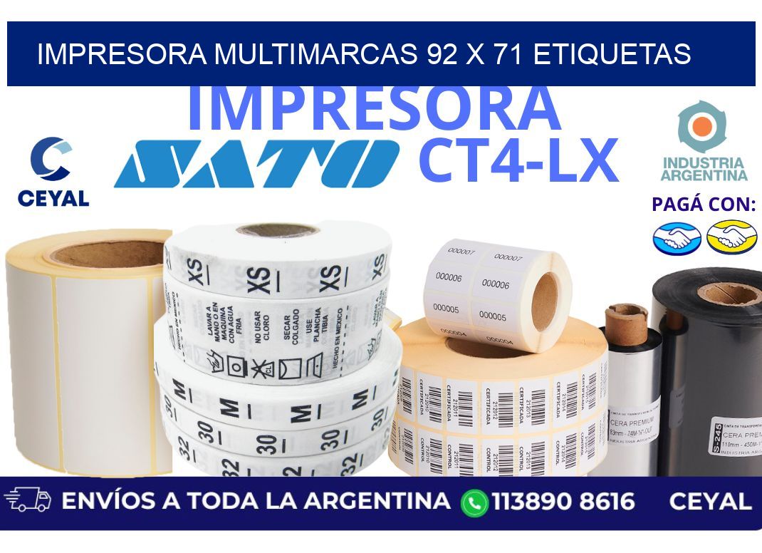 impresora multimarcas 92 x 71 etiquetas