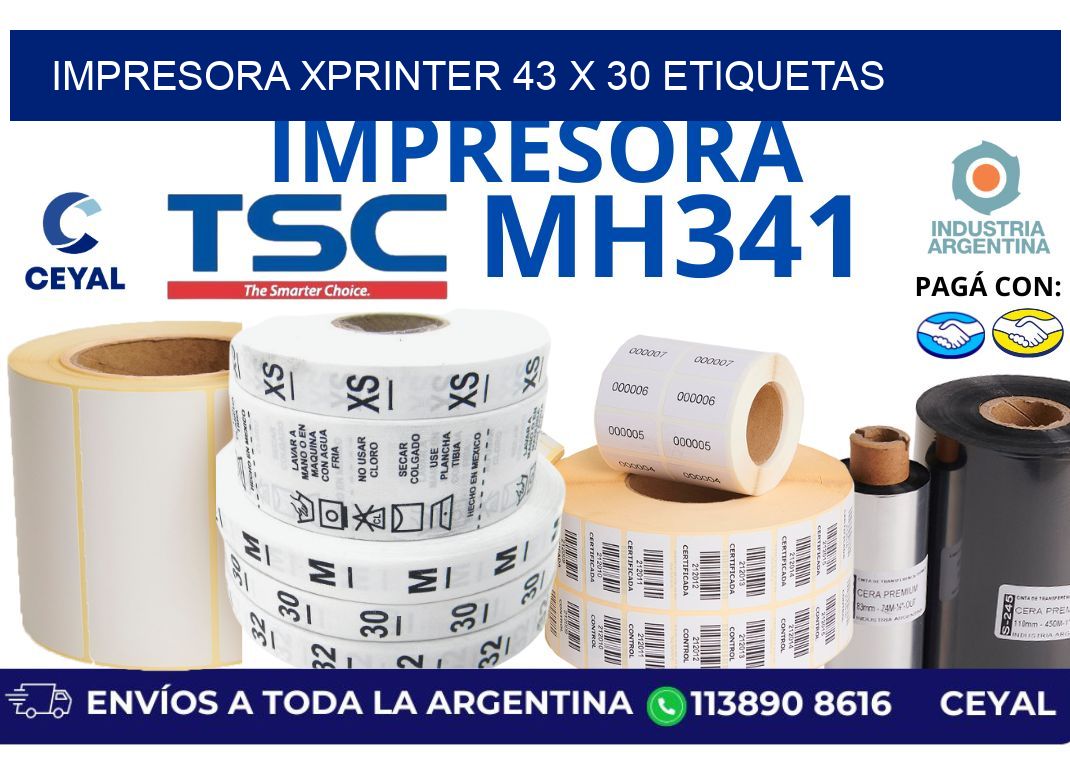 impresora xprinter 43 x 30 etiquetas