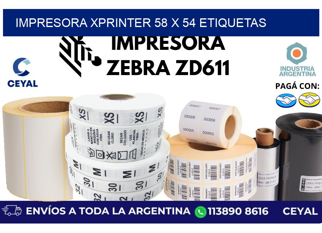 impresora xprinter 58 x 54 etiquetas