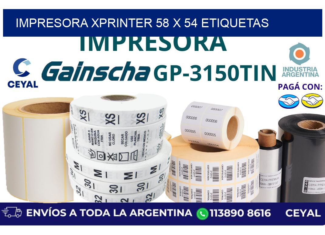 impresora xprinter 58 x 54 etiquetas