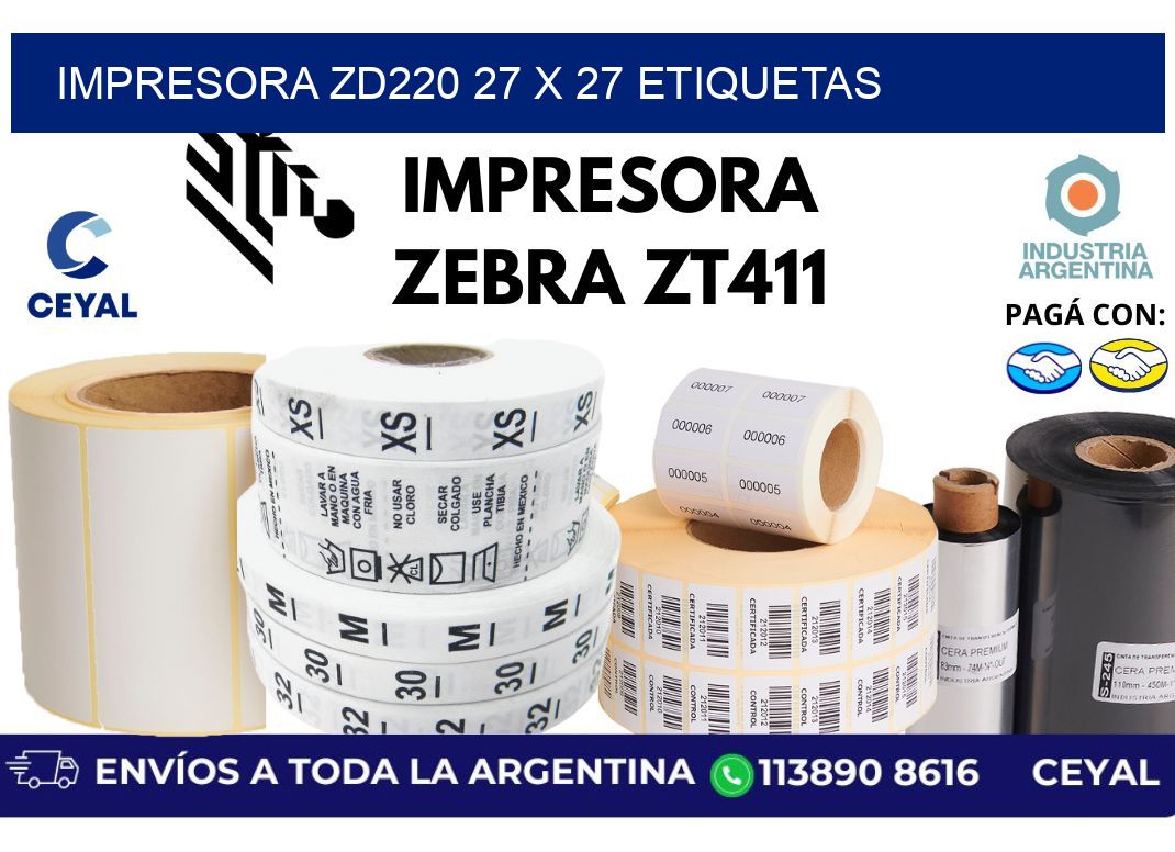 impresora zd220 27 x 27 etiquetas