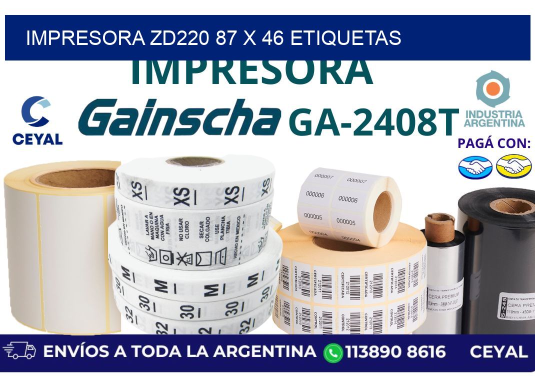 impresora zd220 87 x 46 etiquetas
