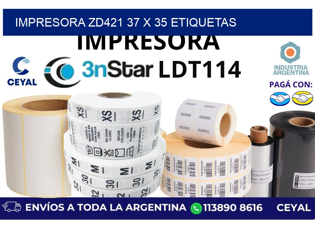 impresora zd421 37 x 35 etiquetas