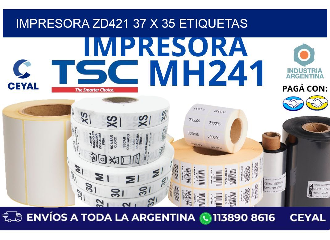 impresora zd421 37 x 35 etiquetas