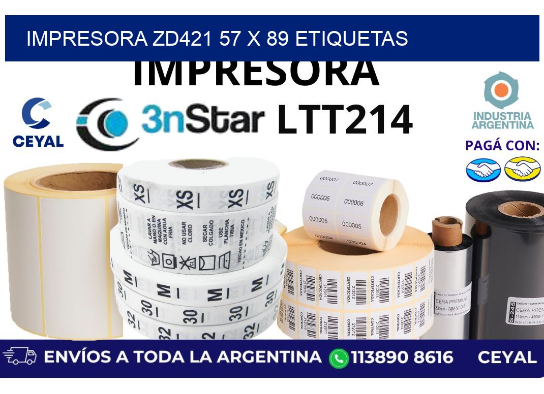 impresora zd421 57 x 89 etiquetas