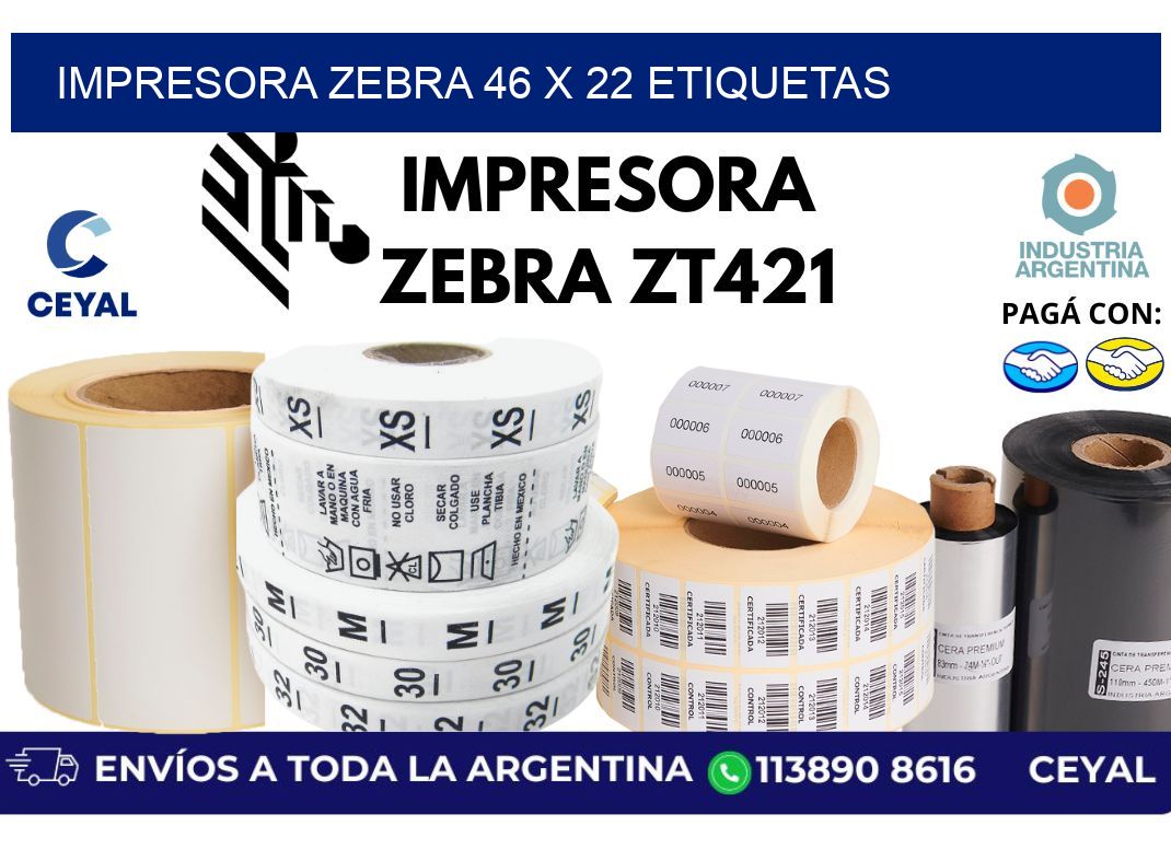 impresora zebra 46 x 22 etiquetas