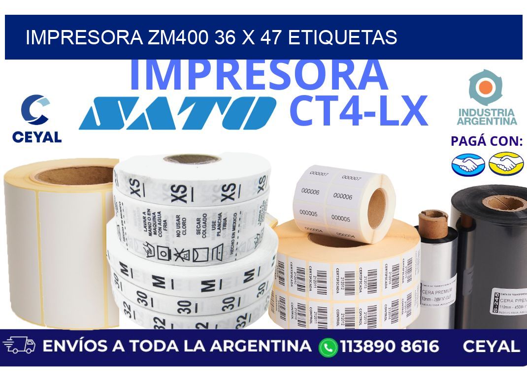 impresora zm400 36 x 47 etiquetas