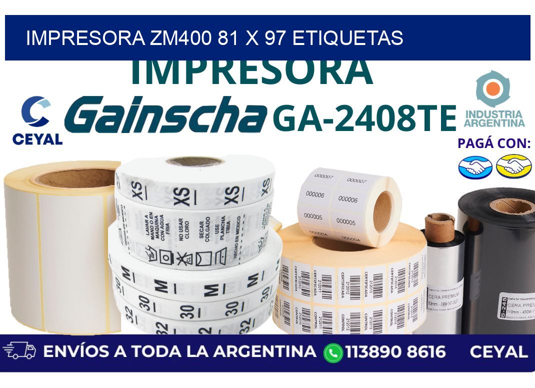 impresora zm400 81 x 97 etiquetas