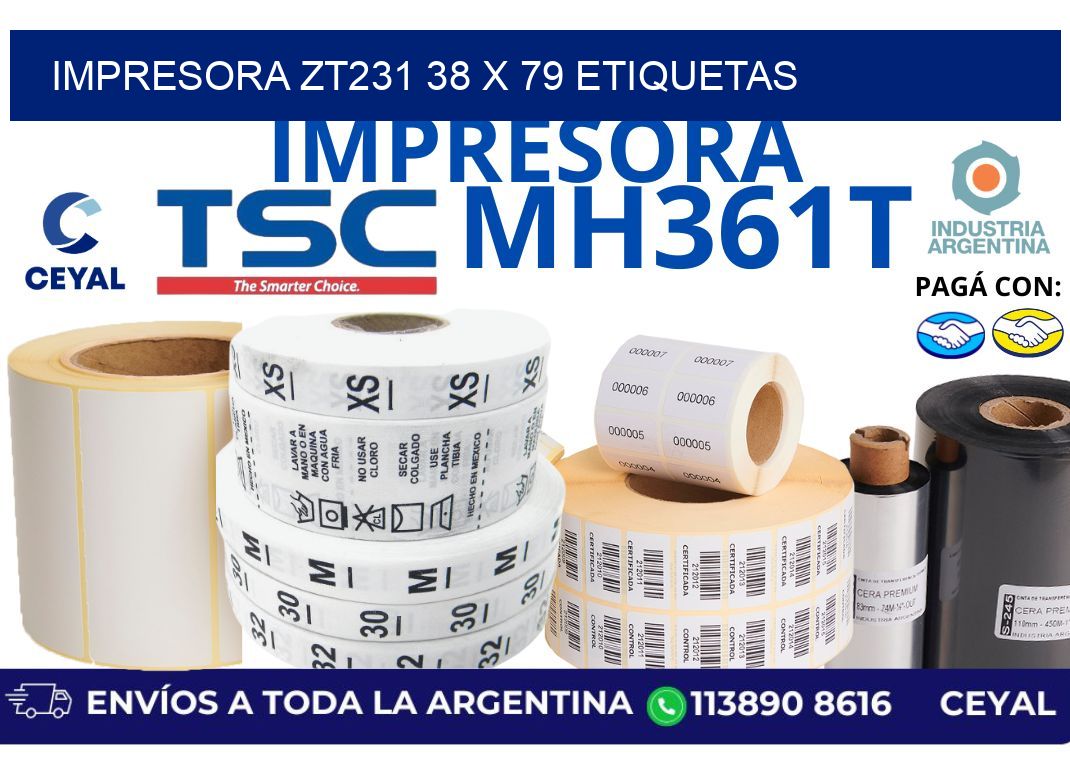 impresora zt231 38 x 79 etiquetas