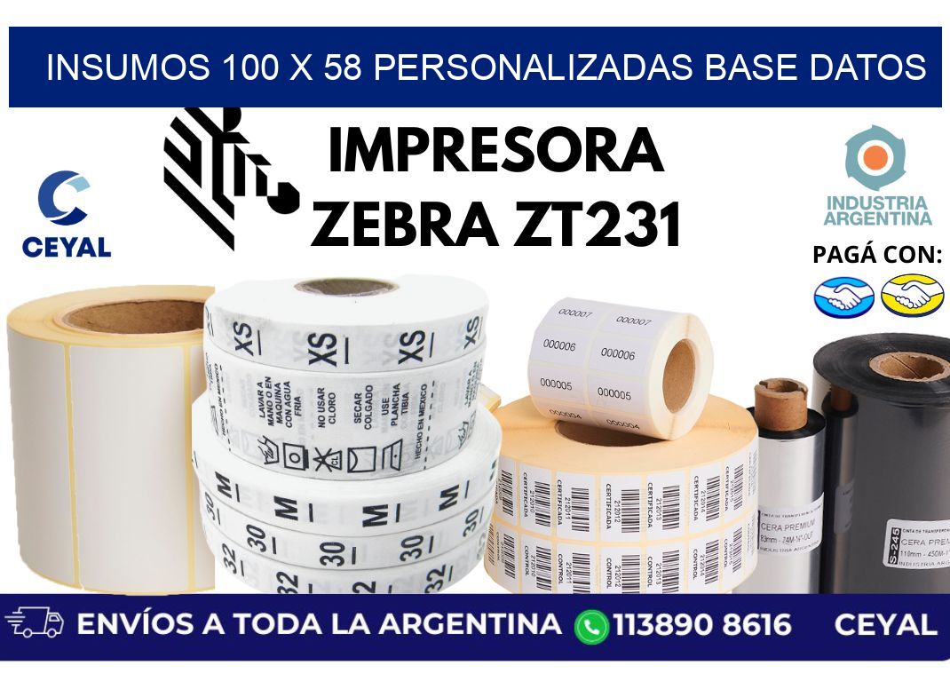 insumos 100 x 58 personalizadas base datos