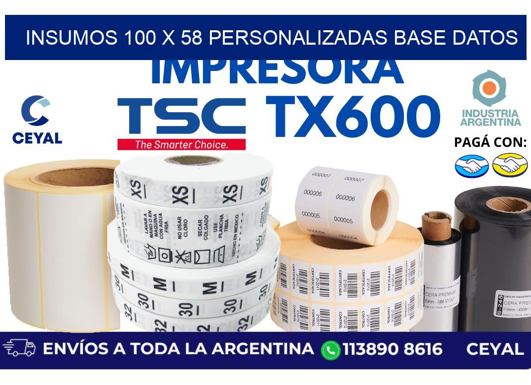 insumos 100 x 58 personalizadas base datos