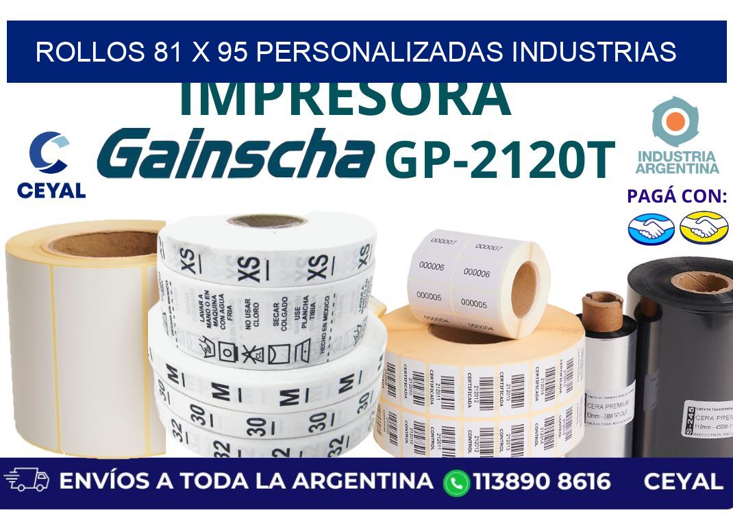 rollos 81 x 95 personalizadas industrias