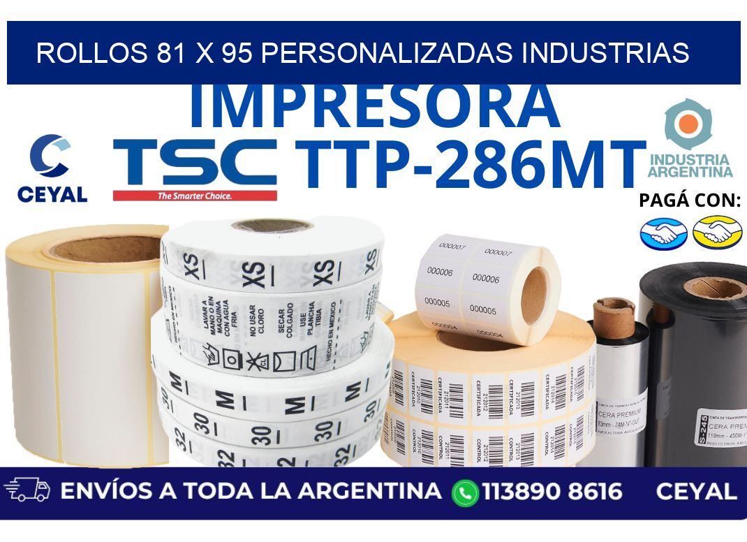 rollos 81 x 95 personalizadas industrias