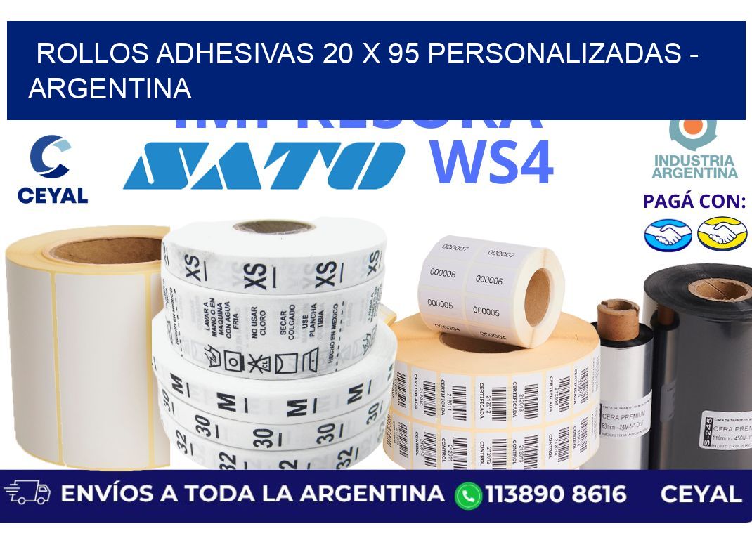 rollos adhesivas 20 x 95 personalizadas – Argentina