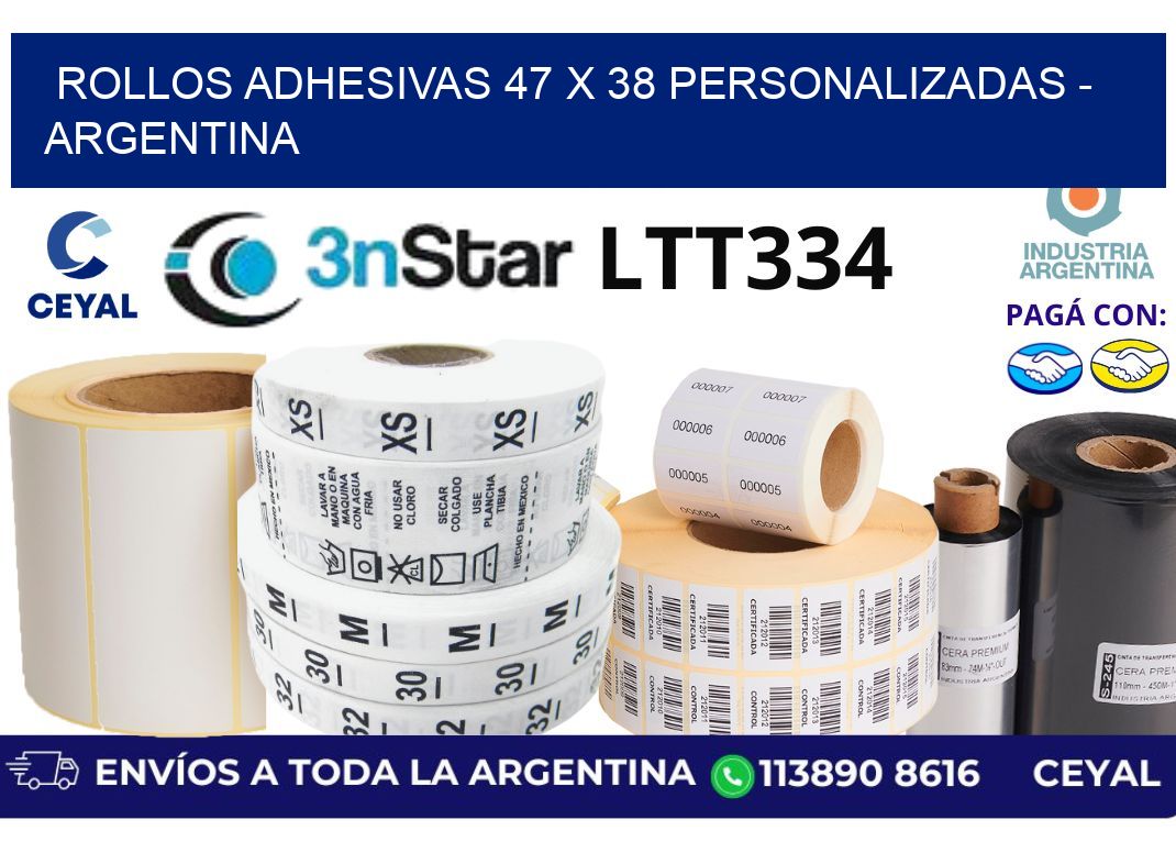 rollos adhesivas 47 x 38 personalizadas - Argentina