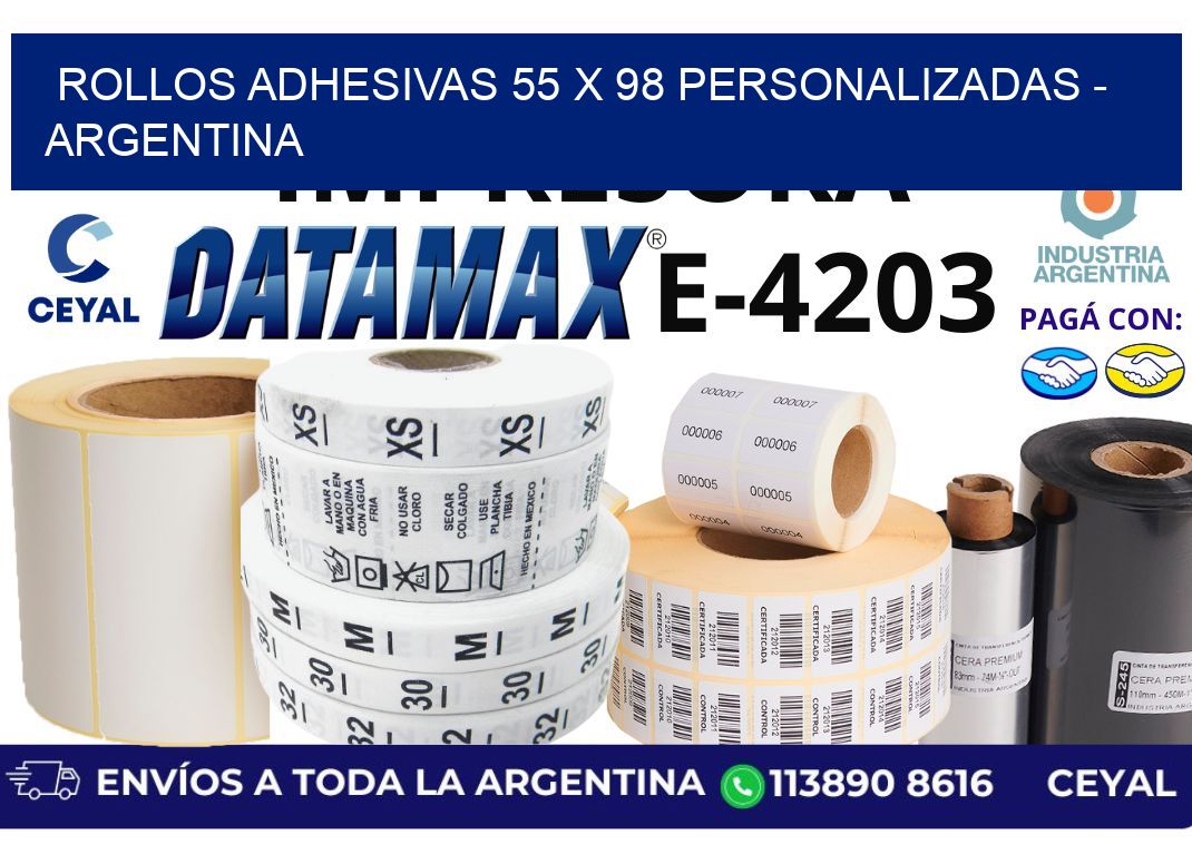 rollos adhesivas 55 x 98 personalizadas - Argentina