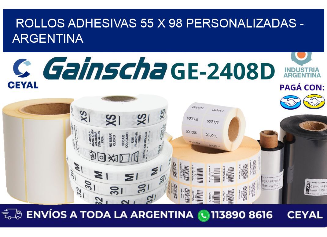rollos adhesivas 55 x 98 personalizadas - Argentina